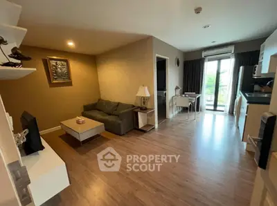 Spacious modern living room with balcony and stylish decor