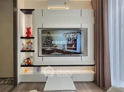 Modern living room with stylish TV unit and cozy decor