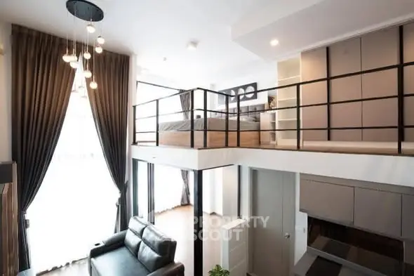 Modern loft apartment with high ceilings and stylish interior design