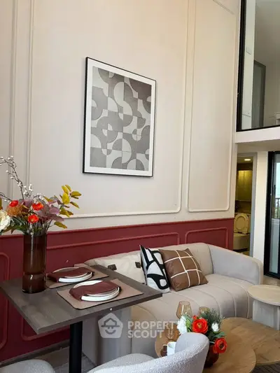 Stylish modern living room with elegant decor and cozy seating area, perfect for relaxation and entertaining.