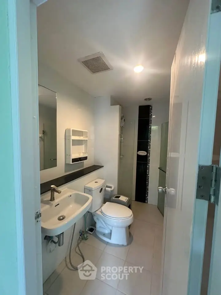 Modern bathroom with sleek fixtures and minimalist design