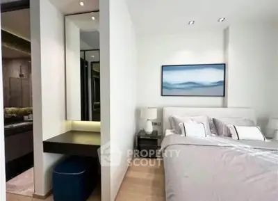 Modern bedroom with stylish decor and cozy ambiance