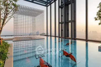 Luxurious rooftop pool with stunning city views and modern architectural design.