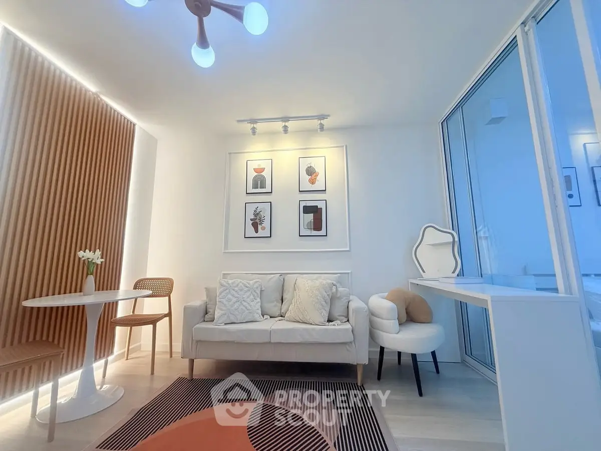 Stylish modern living room with elegant decor and cozy seating area