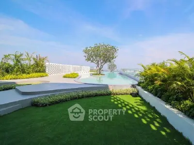 Luxurious rooftop pool with stunning garden and panoramic views