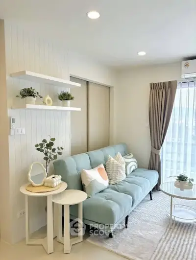 Modern living room with stylish decor and natural light