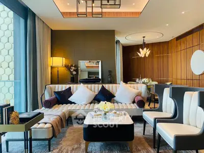 Luxurious modern living room with elegant decor and stylish furniture, perfect for sophisticated urban living.