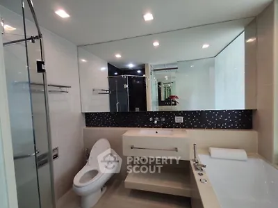 Luxurious modern bathroom with sleek fixtures and elegant design