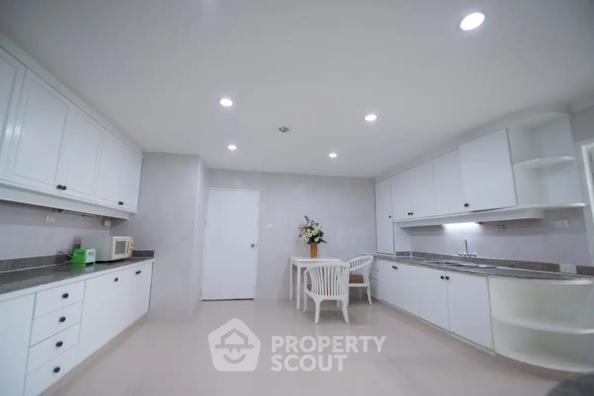 Spacious modern kitchen with sleek white cabinetry and ample counter space