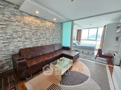 Modern living room with stylish decor and spacious layout