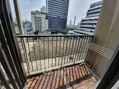 Modern balcony with city view in high-rise building
