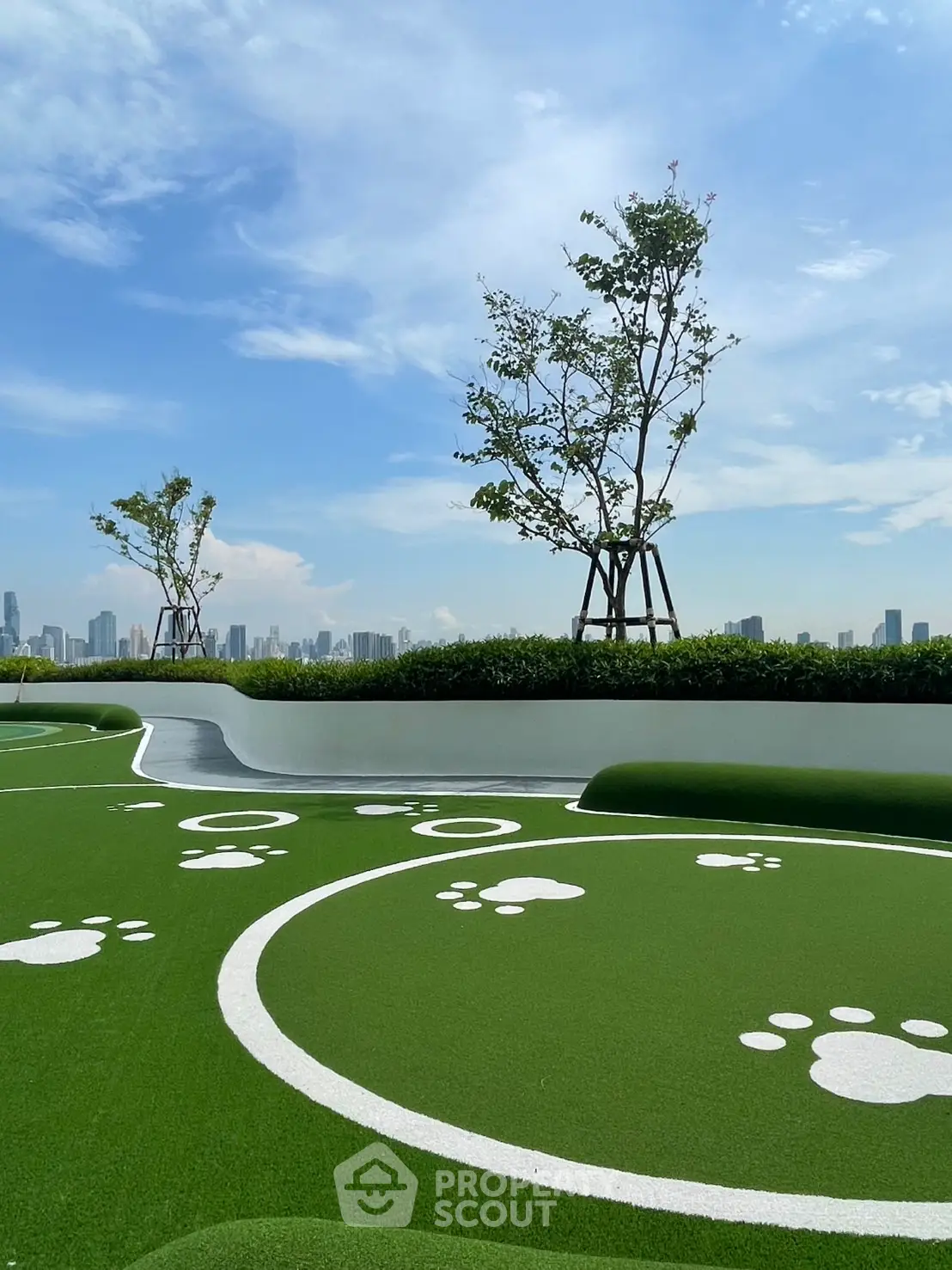 Stunning rooftop garden with city skyline views and modern design elements.