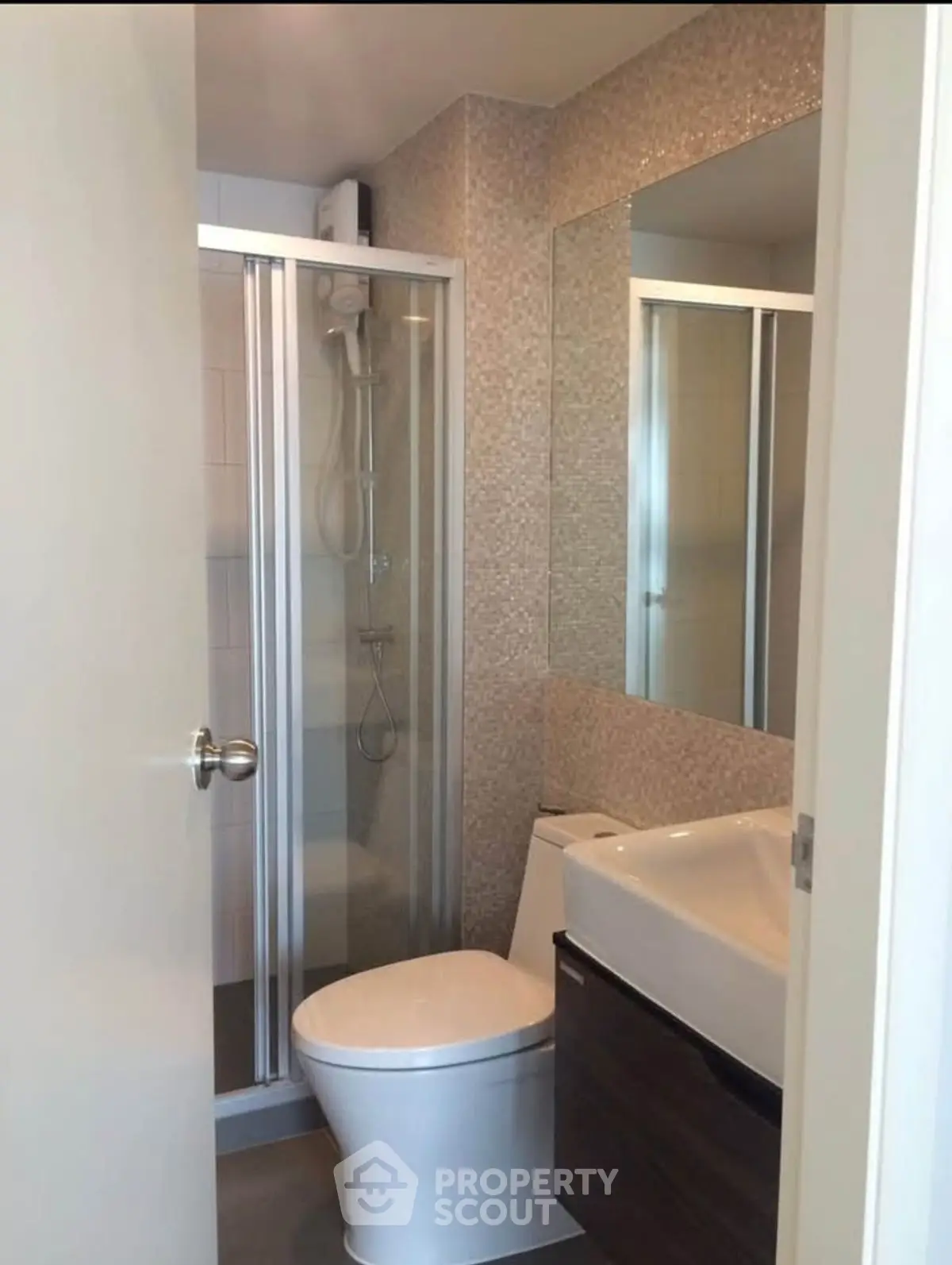 Modern bathroom with sleek shower and contemporary fixtures
