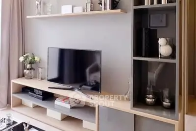 Modern living room with sleek TV unit and stylish decor