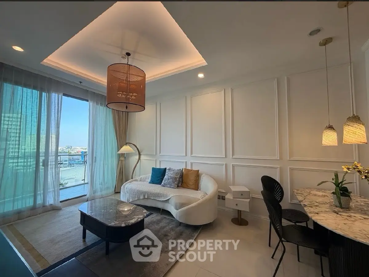 Luxurious living room with elegant decor and stunning view