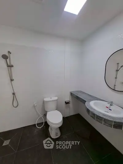 Modern bathroom with sleek fixtures and minimalist design