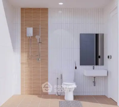 Modern bathroom with sleek fixtures and stylish tile design