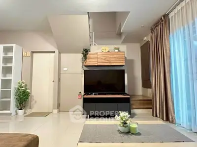 Modern living room with stylish decor and natural light