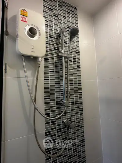 Modern bathroom with sleek shower and stylish tile design