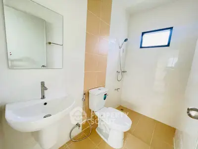 Modern bathroom with sleek fixtures and natural light
