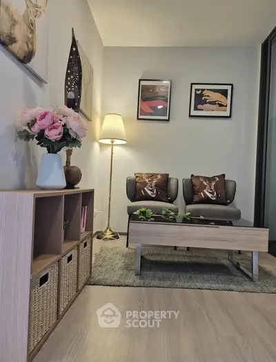 Chic modern living room with stylish decor and cozy seating area, perfect for relaxation and entertaining.