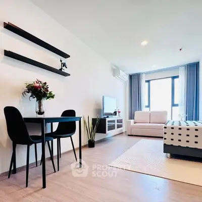 Modern living room with stylish decor and natural light