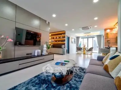 Luxurious modern living room with stylish decor and open layout