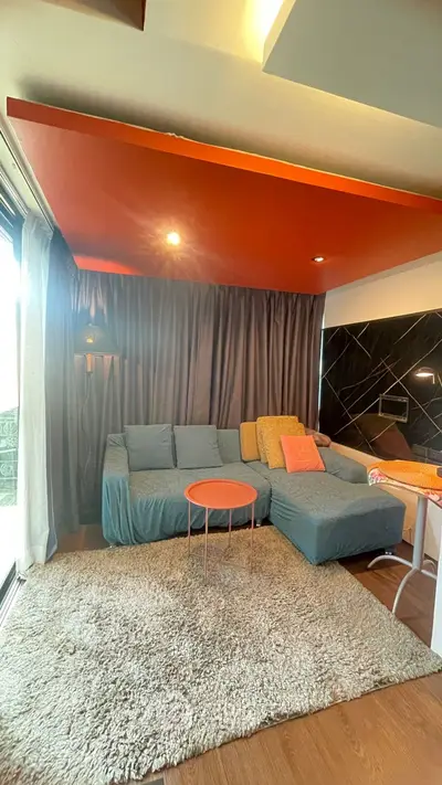 Stylish living room with modern decor and cozy seating area