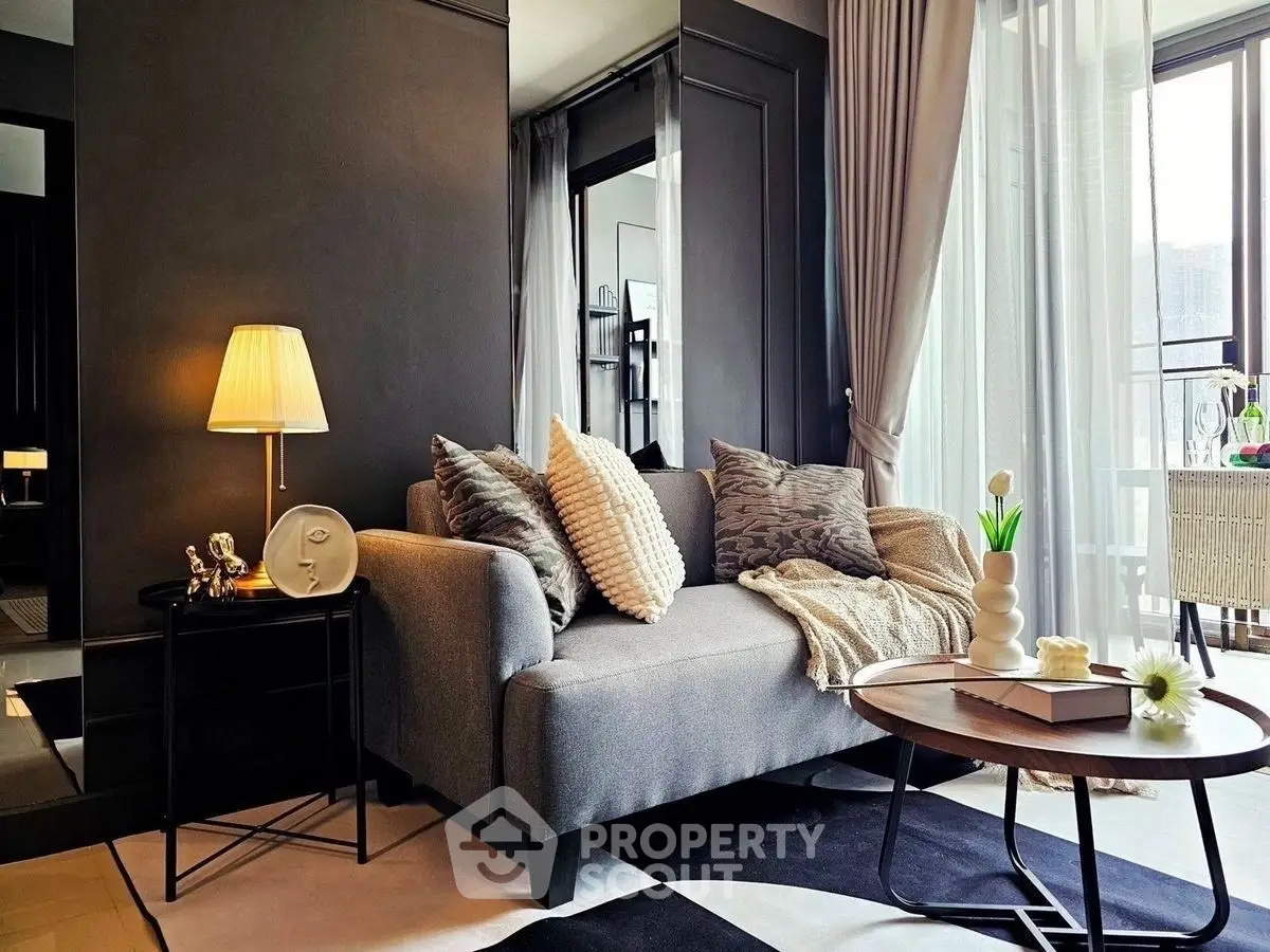 Stylish modern living room with cozy sofa and elegant decor