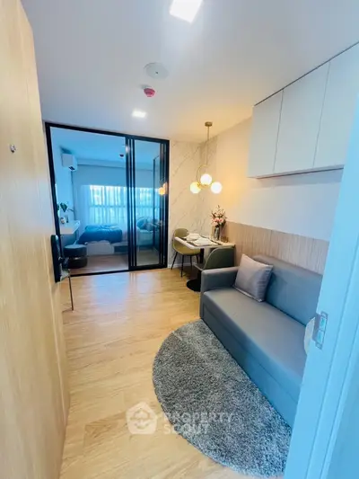 Modern compact living room with stylish decor and cozy ambiance