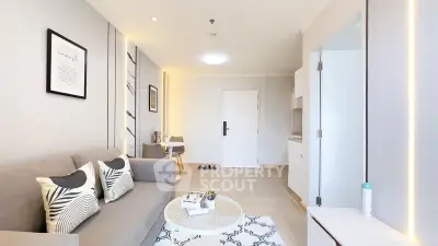 Modern living room with stylish decor and open layout in a contemporary apartment.