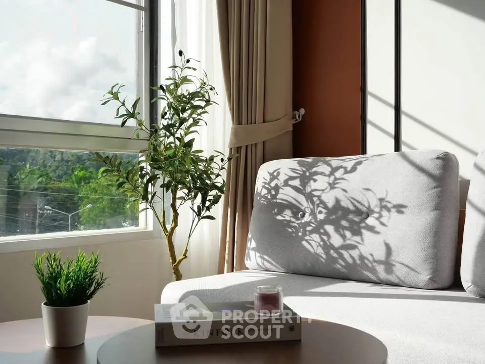 Bright and cozy living room with natural light and modern decor