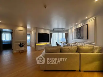 Spacious modern living room with elegant decor and natural light