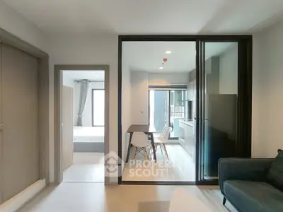 Modern apartment interior with open layout and stylish furniture