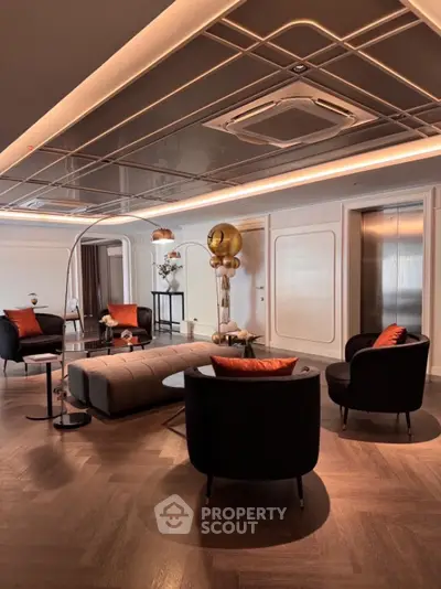 Luxurious modern living room with elegant decor and stylish furniture