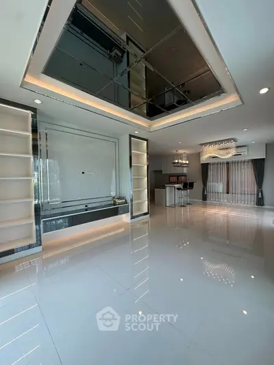 Luxurious modern living room with sleek design and open layout