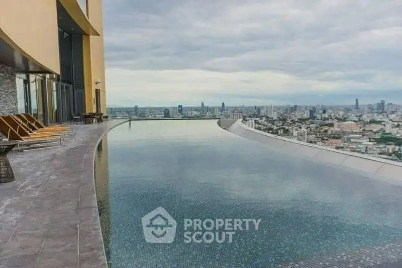 Luxurious rooftop infinity pool with stunning city skyline view