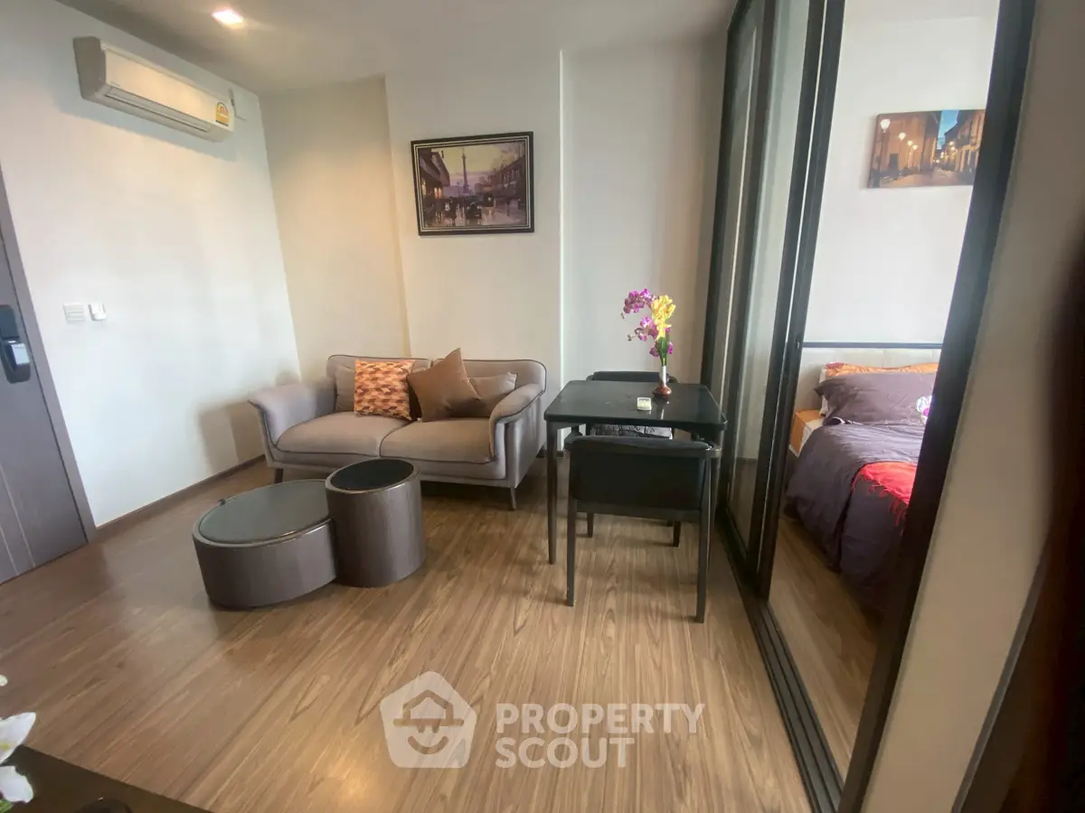 Modern living room with stylish furniture and cozy ambiance