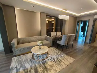 Luxurious modern living room with elegant decor and stylish furniture