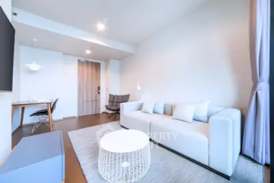 Modern living room with sleek furniture and natural light