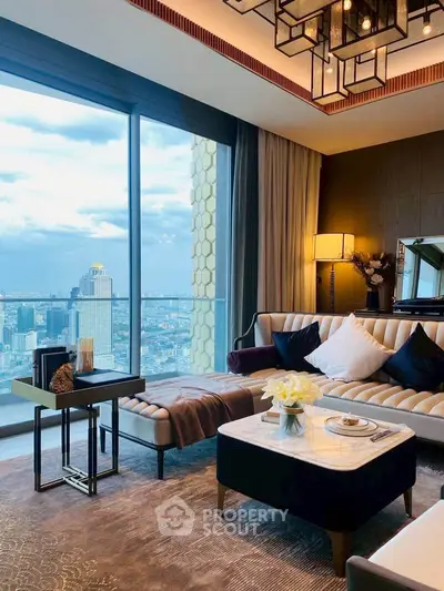 Luxurious high-rise living room with stunning city view and modern decor