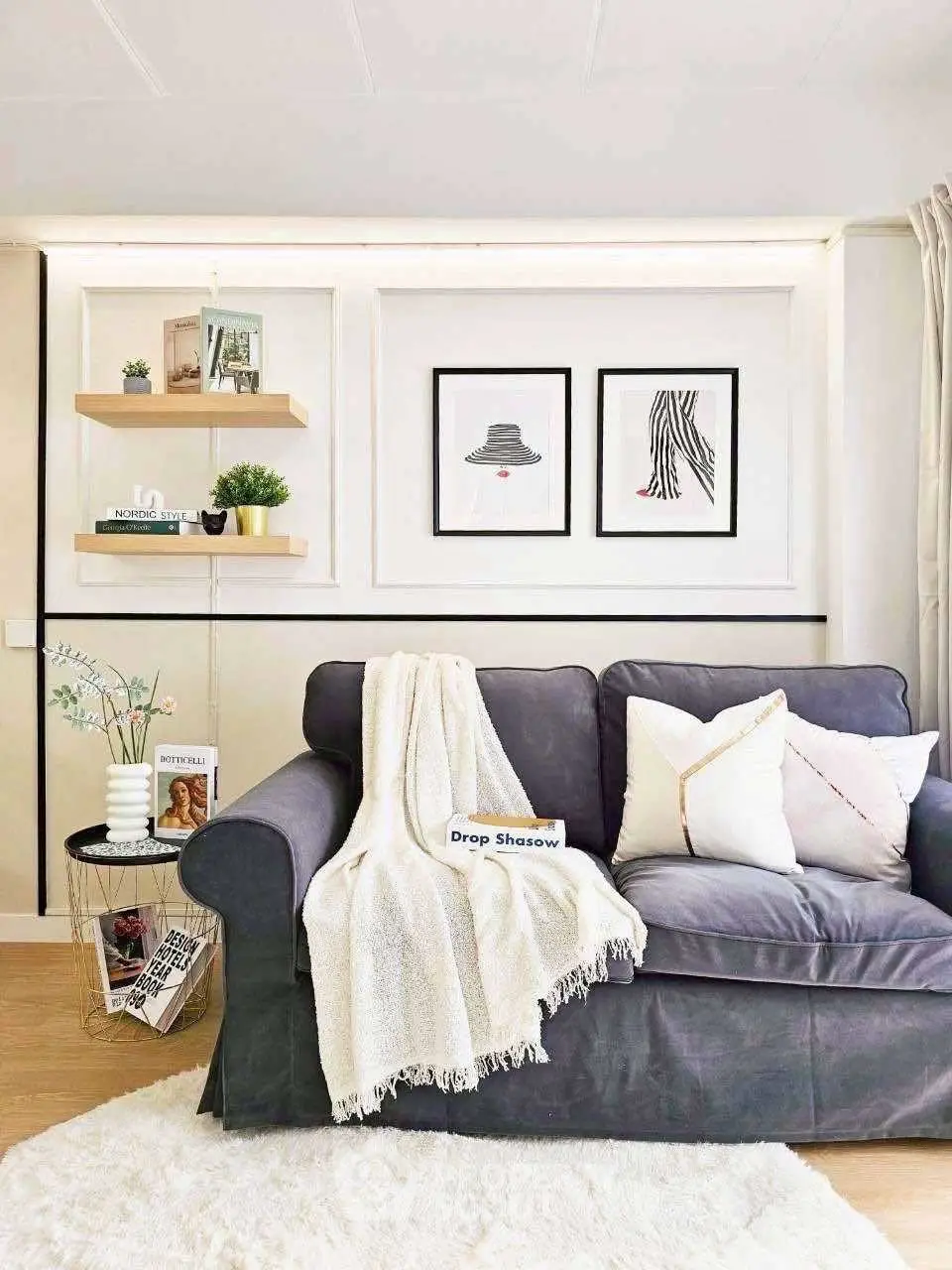 Stylish living room with cozy sofa and modern decor