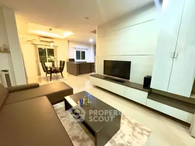 Spacious modern living room with sleek furniture and open layout