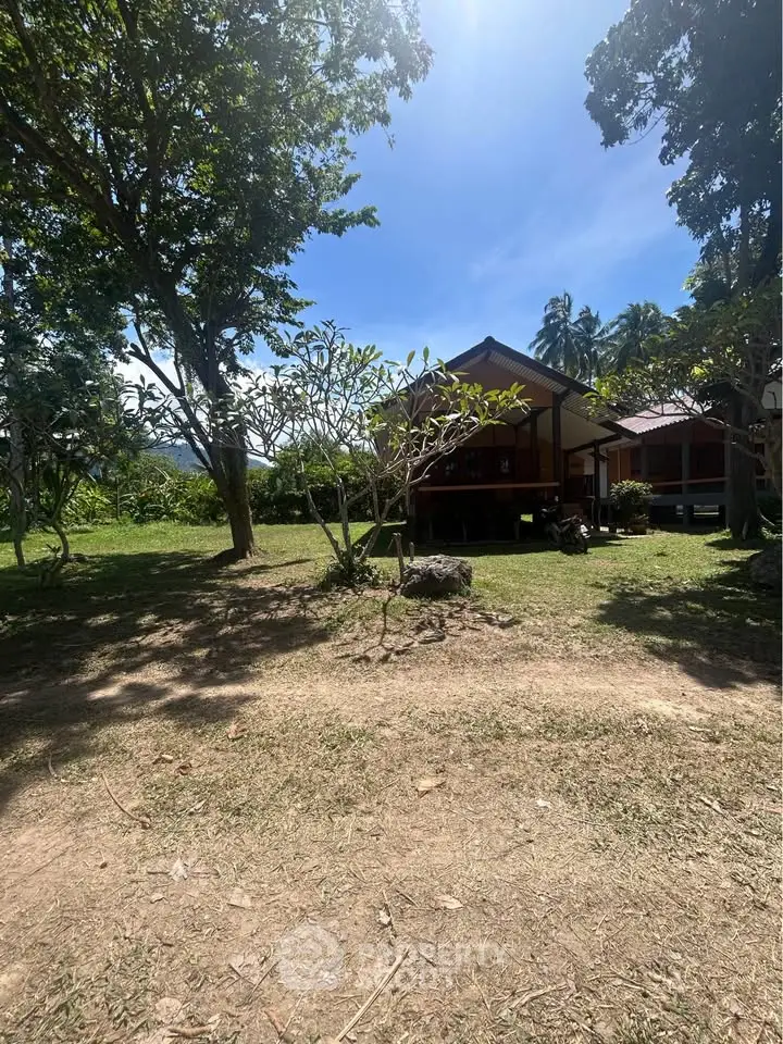 Charming rustic house surrounded by lush greenery and trees, perfect for nature lovers.