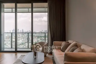 Luxurious living room with stunning city view and elegant decor