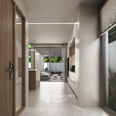 Modern open-plan kitchen with sleek design and natural light