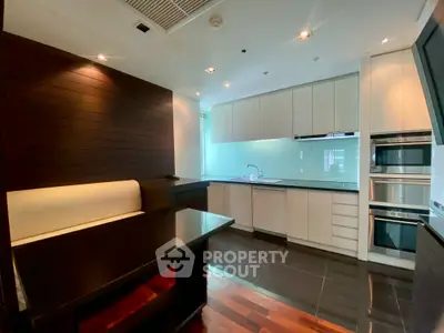 Modern kitchen with sleek cabinetry and built-in appliances in a stylish apartment.