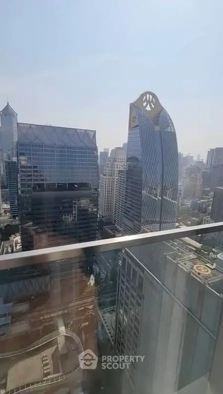 Stunning cityscape view from high-rise balcony in urban skyline