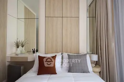 Modern bedroom with stylish decor and cozy ambiance