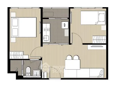 Modern apartment floor plan with spacious layout and stylish design.